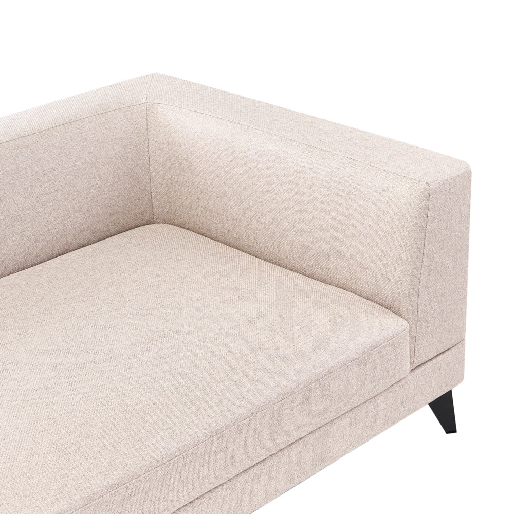 Divano 4 Posti Beige Chiaro con Rivestimento Idrorepellente Effetto Lino Gambe in Ferro Nero Stile Moderno con Cuscini
