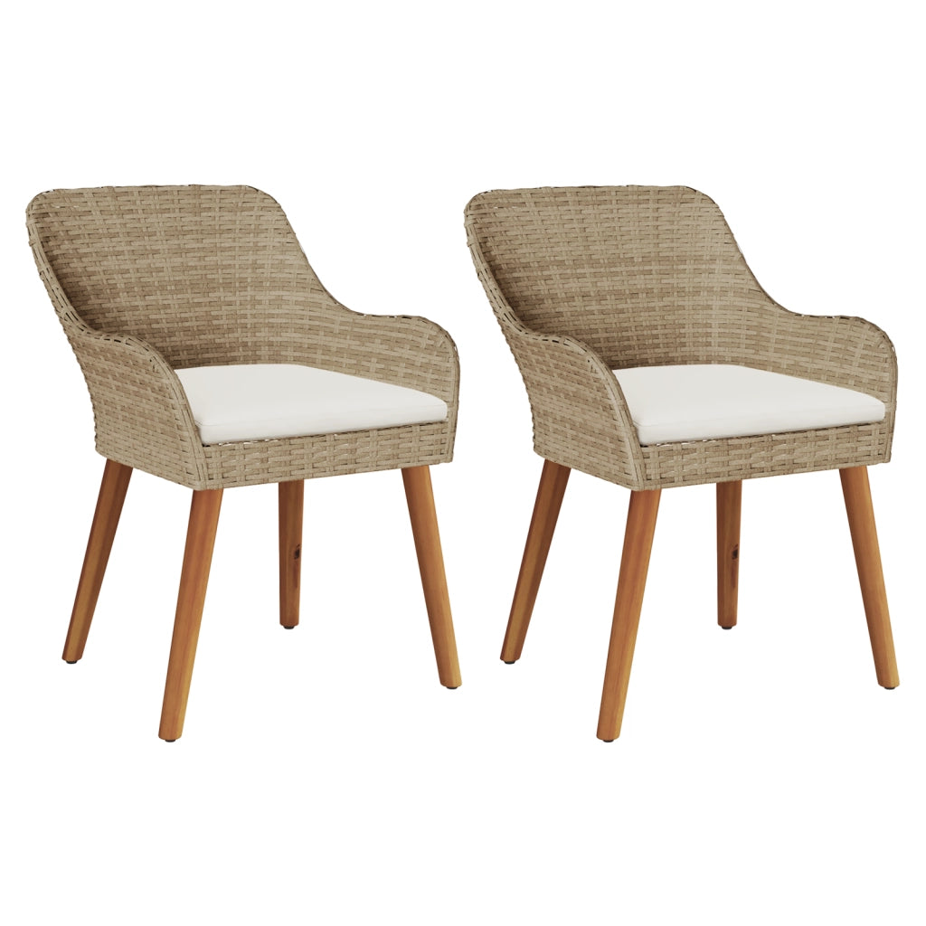 Sedie da giardino con cuscini 2 pcs Beige in Polyrattan