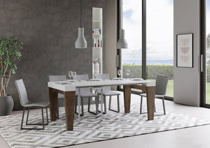 Consolle Allungabile 90-300x40x77 cm in Nobilitato Bianco e Noce