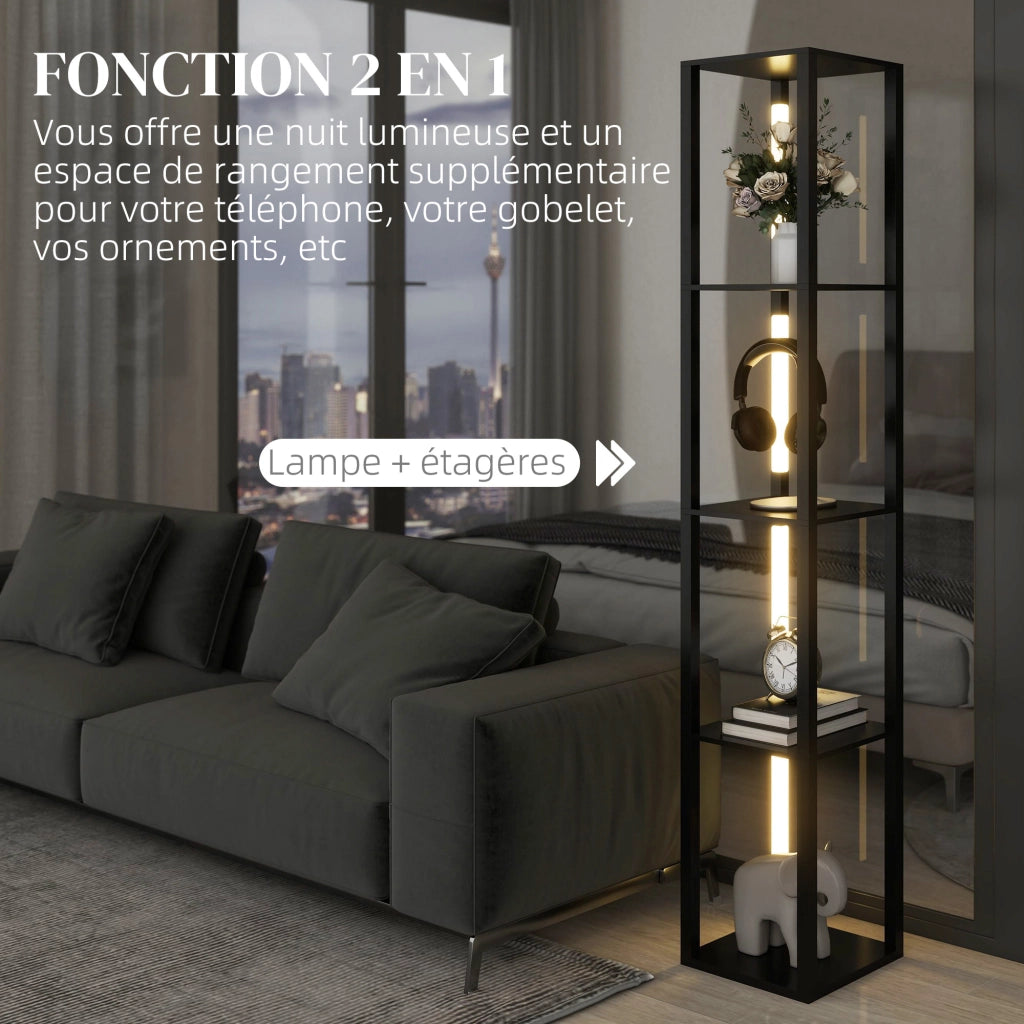 Lampada da terra con scaffali 4 livelli LED dimmerabile ¨C zephmum ¨C nero
