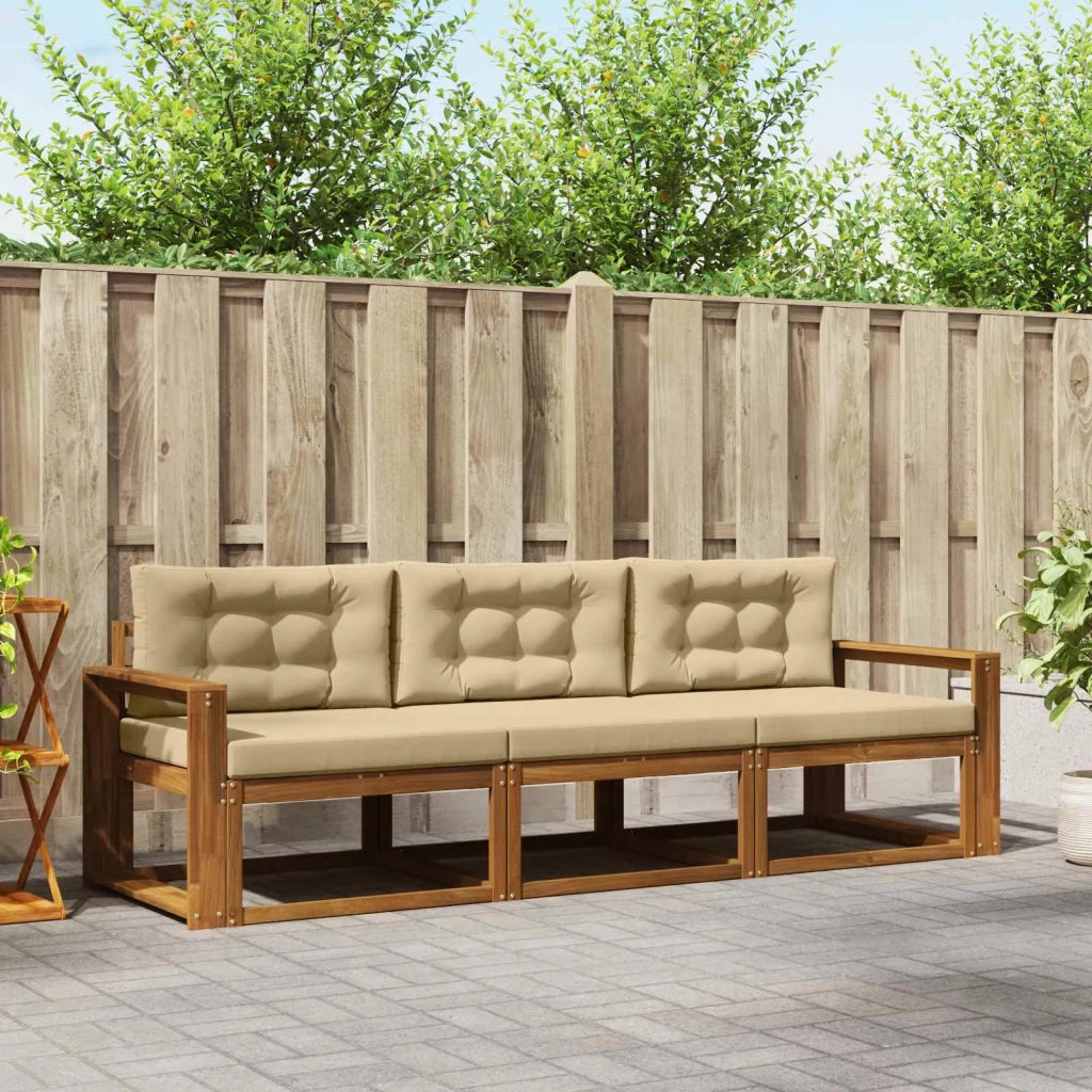 Set di divani da esterno con cuscino 3 pcs Naturale e Beige 3367131