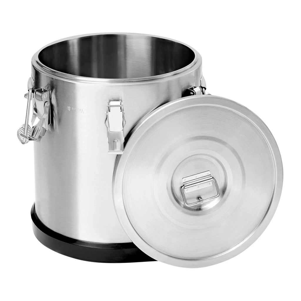 Contenitore professionale in acciaio inox per alimenti isolato per la ristorazione calda e fredda (22 litri isolamento a doppia parete coperchio con chiusure a rana) 14_0004273