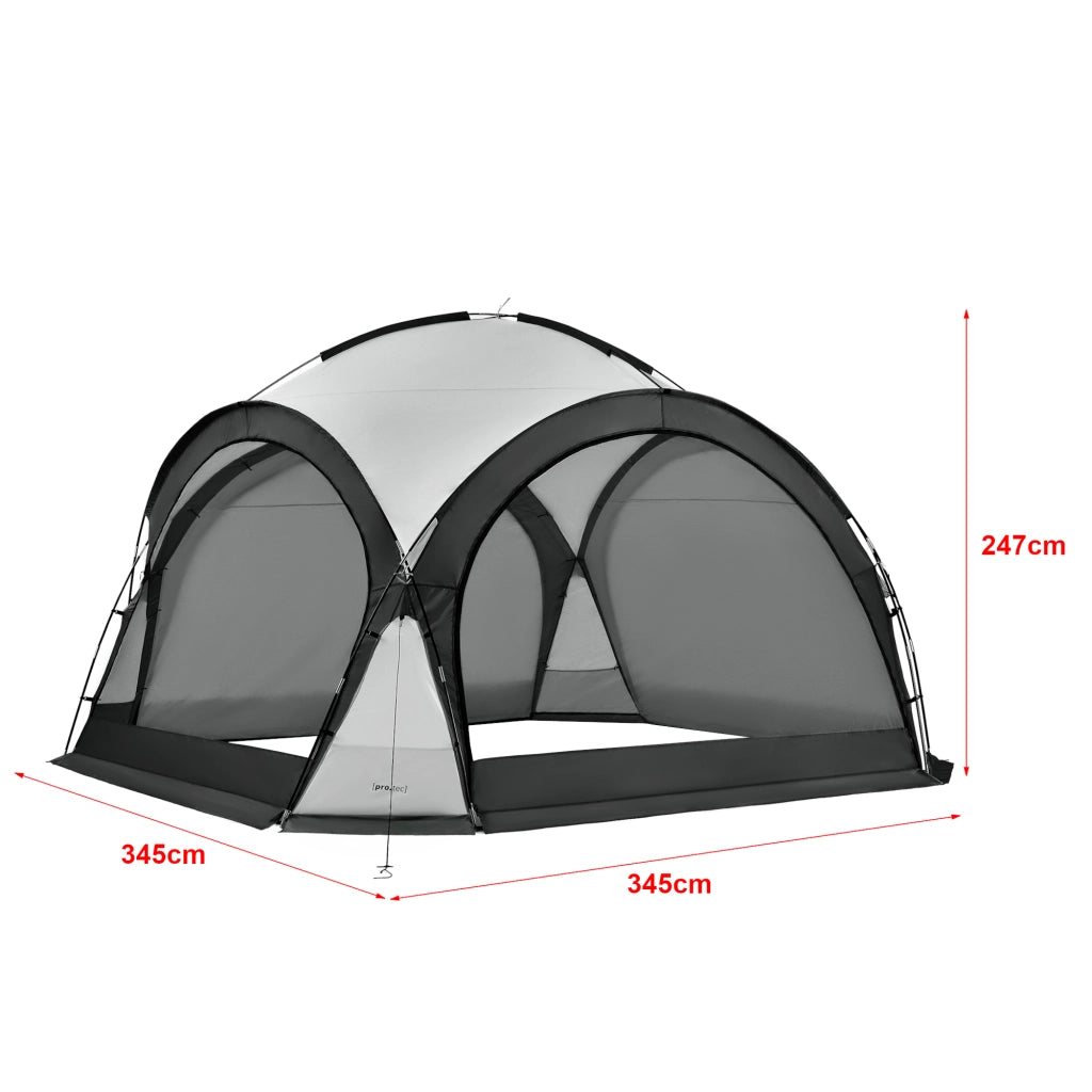 Tenda 'Grästorp' per Eventi - Gazebo con Illuminazione a LED Zanzarieri e 2 Pareti Chiudibili - Grigio [pro.tec]