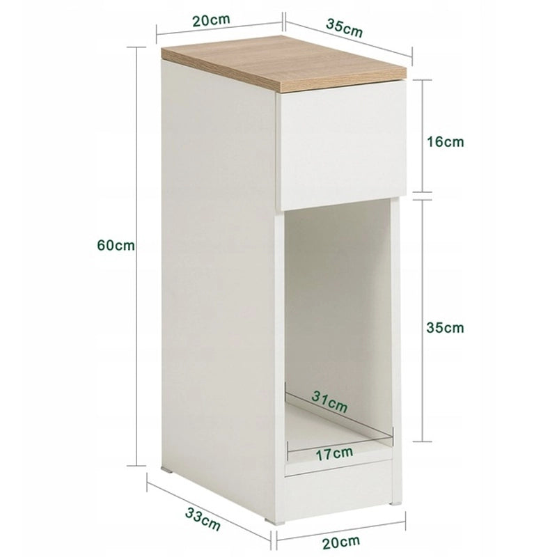 Comodino con cassetto stretto tavolino con ripiano moderno loft camera da letto 60 cm