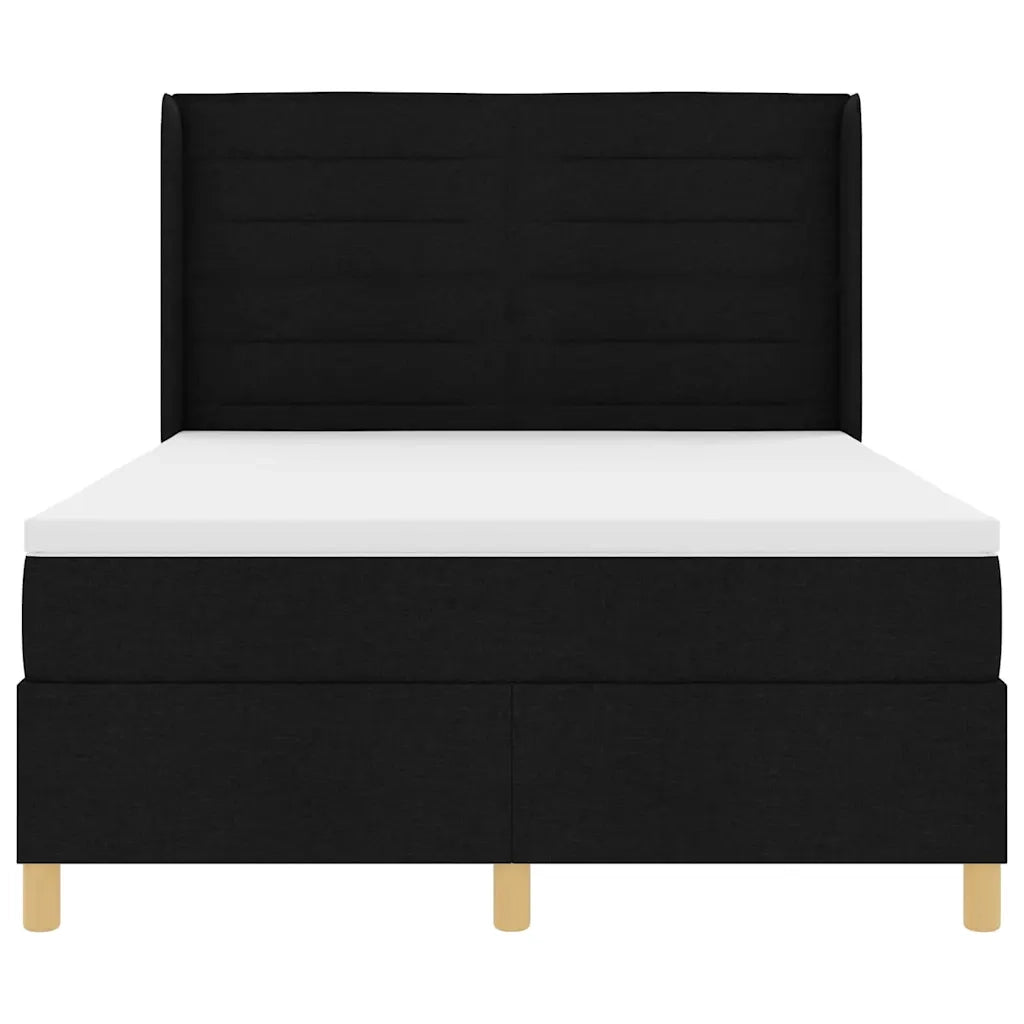 Letto a molle con materasso Nero 140 x 190 cm Tessuto