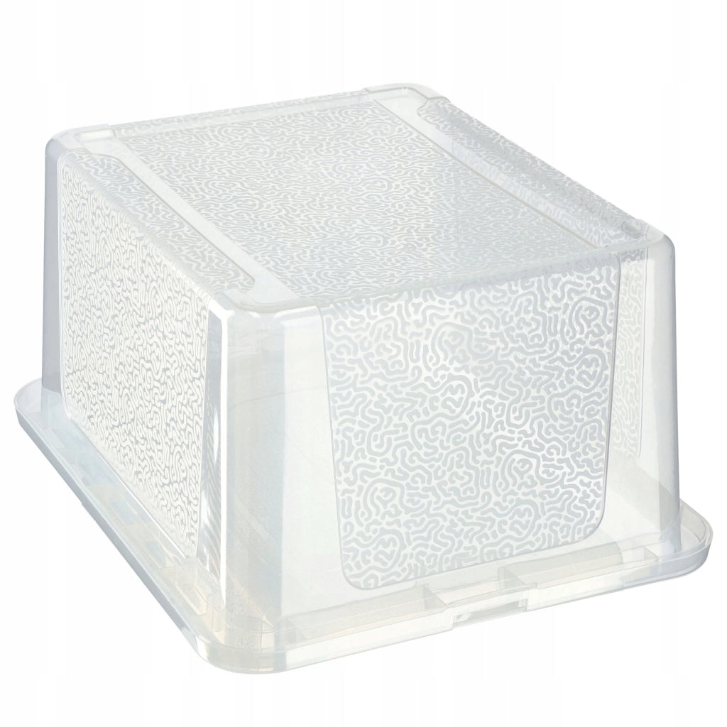 Contenitore in plastica KADAX da 20 litri con coperchio, trasparente e richiudibile, grande scatola