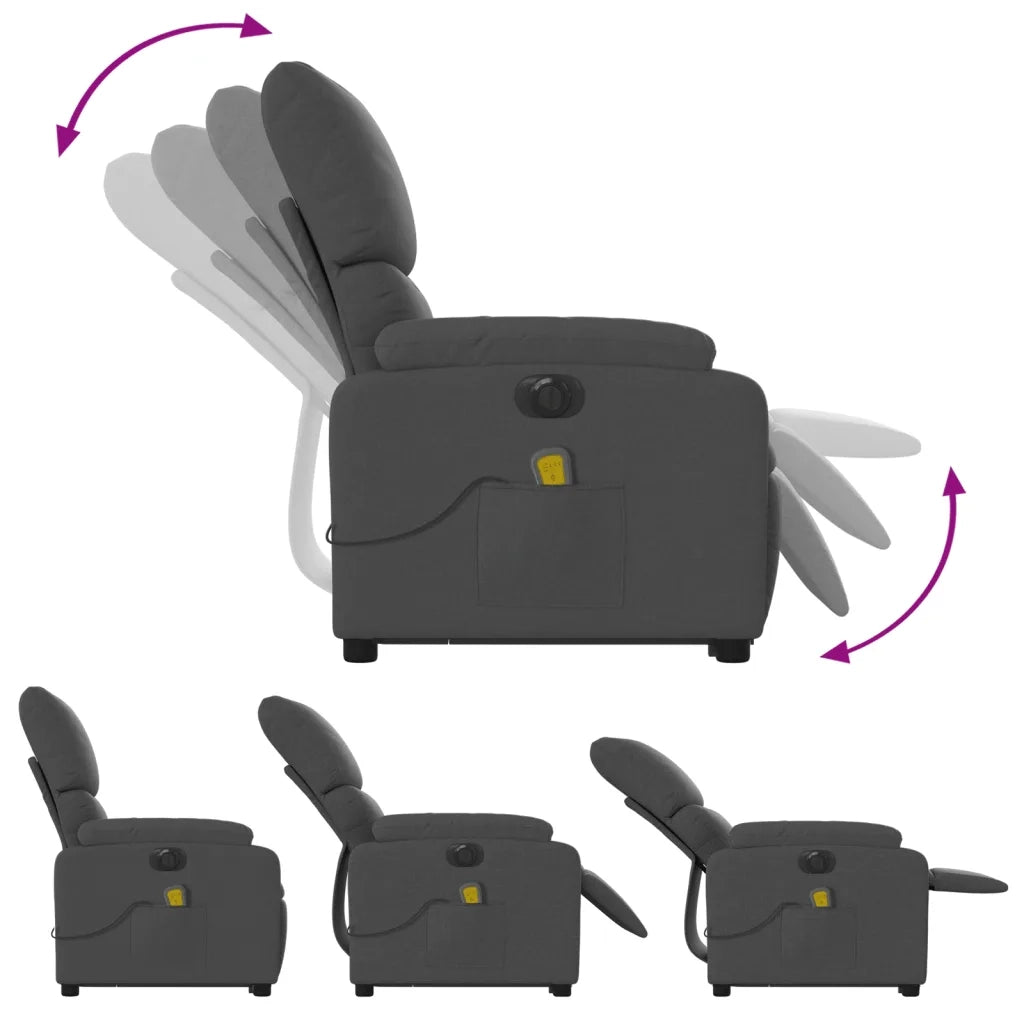 Poltrona Alzapersona Massaggi Elettrica Grigio Scuro Tessuto 3204861