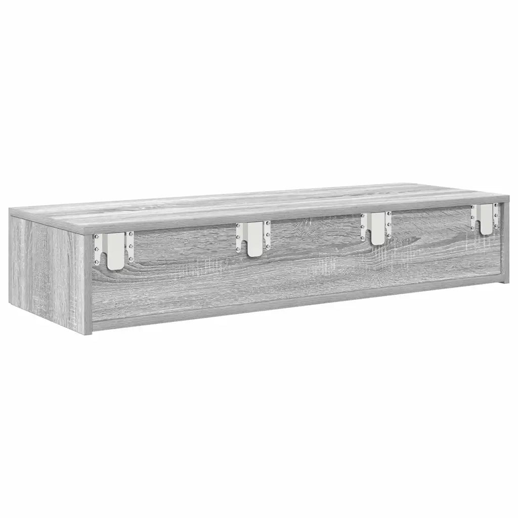 Scaffale a Parete con Cassetti Grigio 100x36x19cm in Truciolato 859991