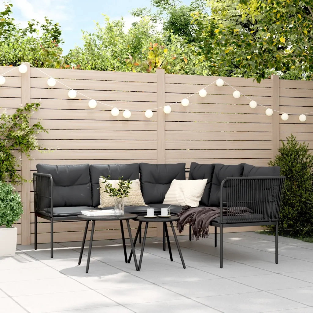 vidaXL Divano Giardino con Cuscini Forma a L Nero Acciaio e Textilene