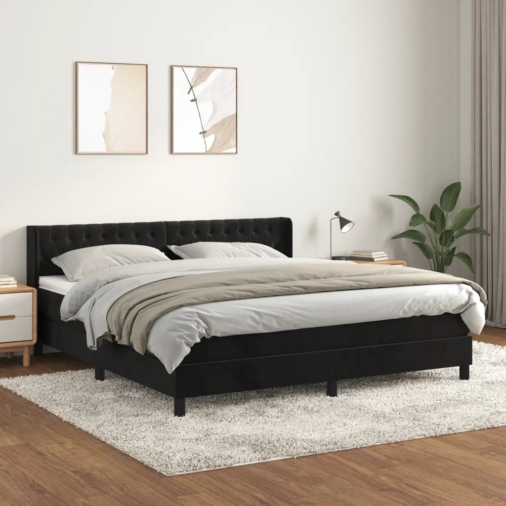 Giroletto a Molle con Materasso Nero 180x200 cm in Vellutocod mxl 122493