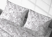 Coppia Federe Cuscino Letto Bottoni Laterali 100% Cotone Disegno Natura GI - Federe - Beige
