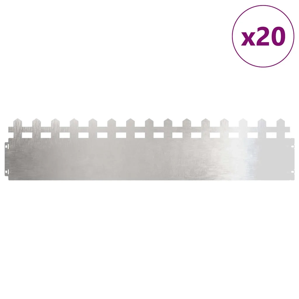 Bordure per prato 20 pcs Argento 103 x 0,05 x 22 cm