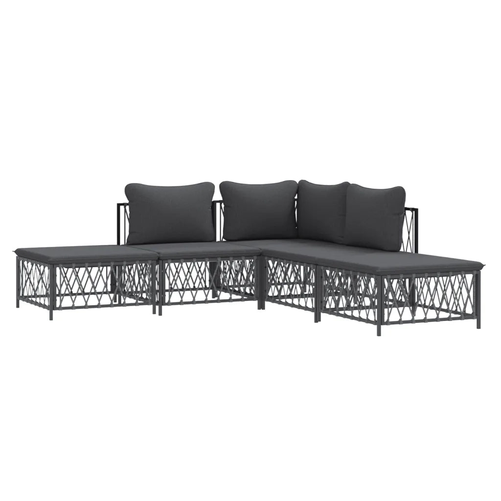 Set Salotto da Giardino 5 pz con Cuscini in Acciaio Antracitecod mxl 100562