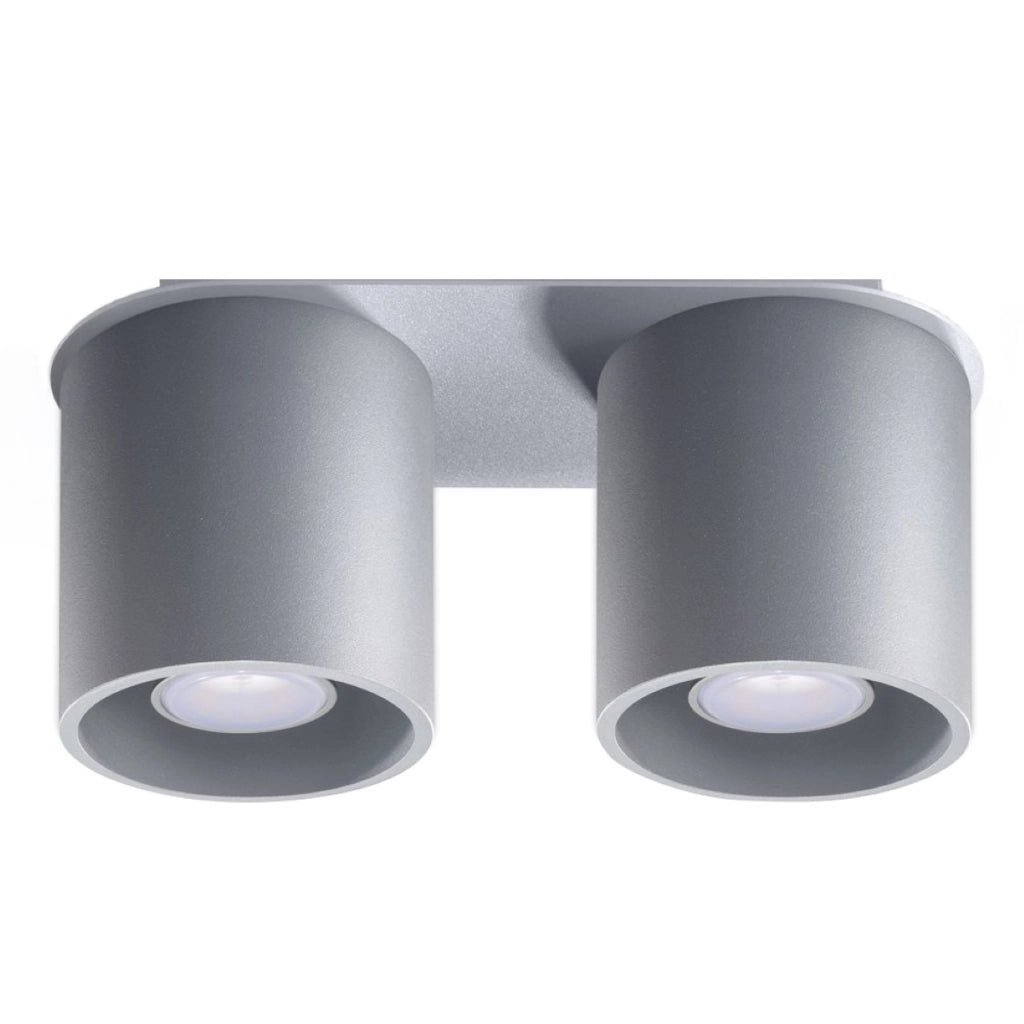 Lampada da parete e soffitto moderna ORBIS Deep Space in alluminio grigio cilindrico 2x10W LED