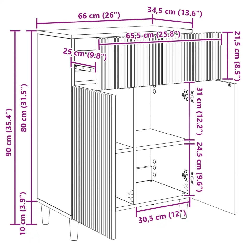 Credenza Bianco 66 x 34,5 x 90 cm Legno ingegnerizzato 894635