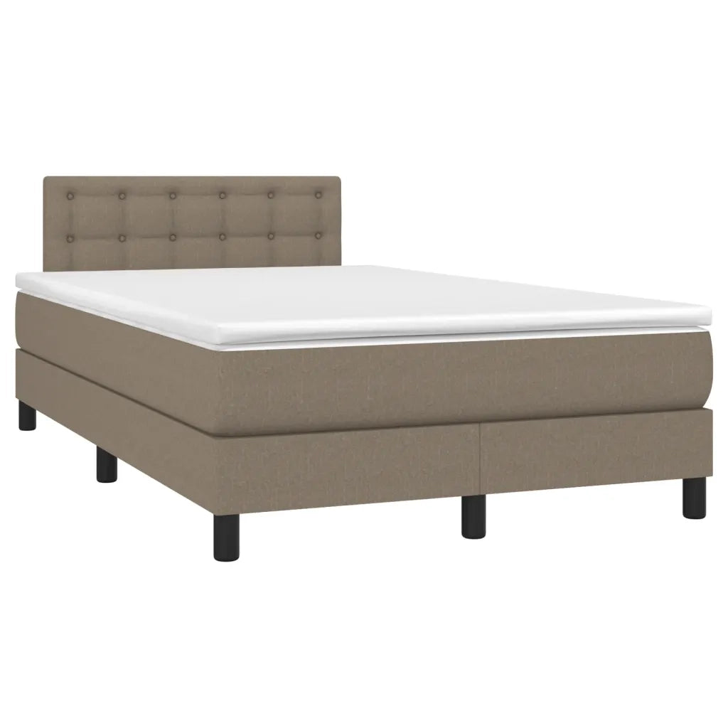 Letto a Molle con Materasso e LED Tortora 120x190 cm in Tessuto