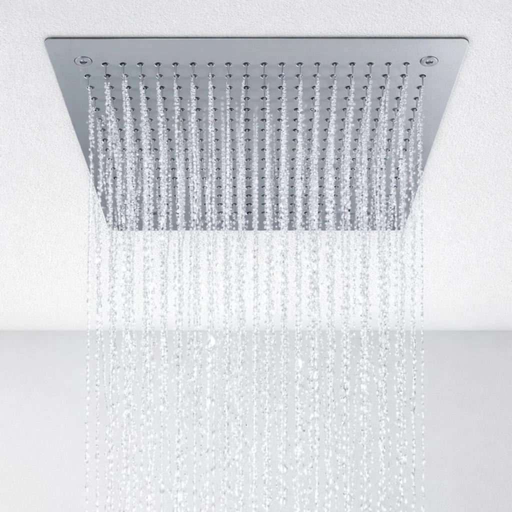 Soffione doccia ad incasso 40x40 in acciaio inox spessore 2 mm cromo lucido