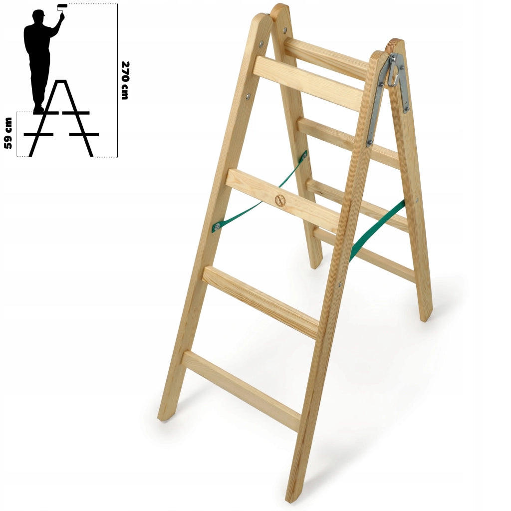 Scala domestica in legno KADAX a 4 gradini, a doppia faccia, per pittura, portata 150 kg.