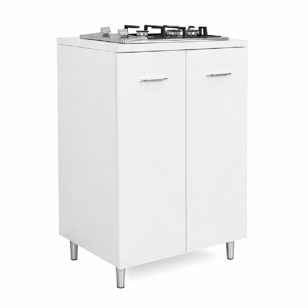 Mobile Mini Cucina 60x40 h85 con Piano Cottura Gas 2 Fuochi Gpl Acciaio Bianco