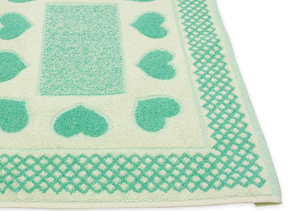 Tappeto Bagno Doccia Spugna Tappetino Assorbente Cotone Pelo Corto Mod. Love O.B - 45x60 - Verde Acqua