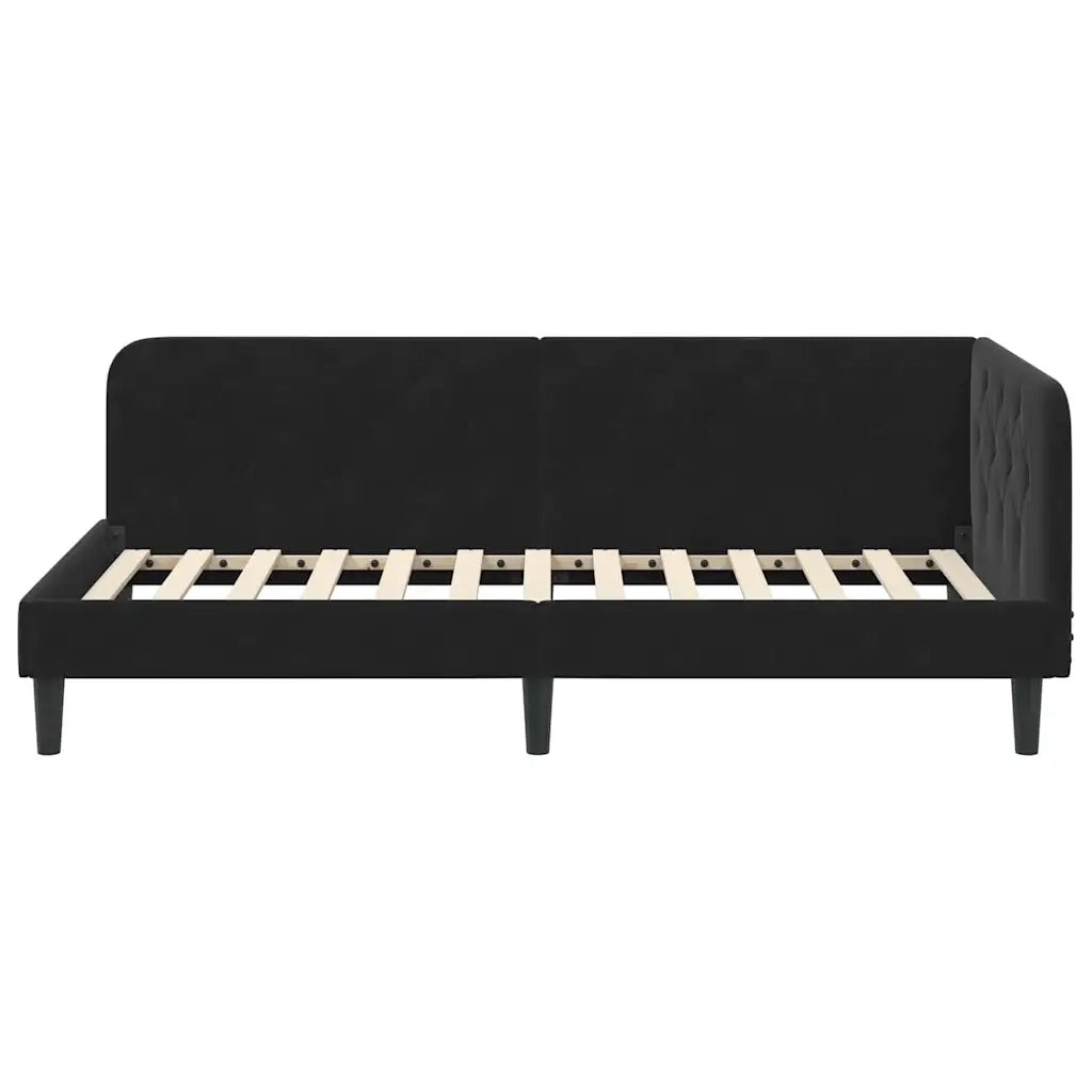 Letto singolo | Letto per adulti | Cornice del letto ad angolo Nero 90 x 200 cm Velluto