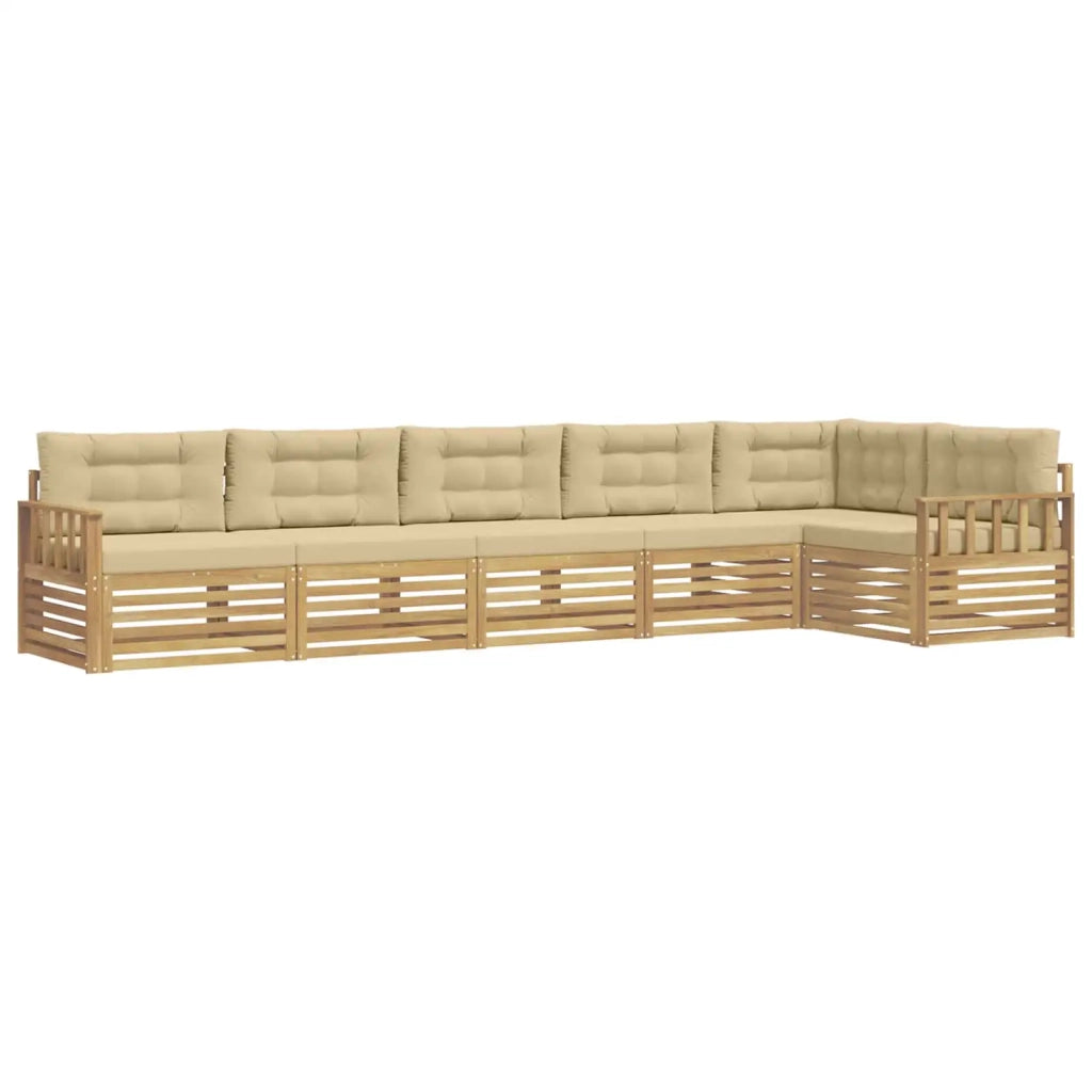 Set di divani da esterno 6 pcs Bianco e Beige Poliestere 3390558