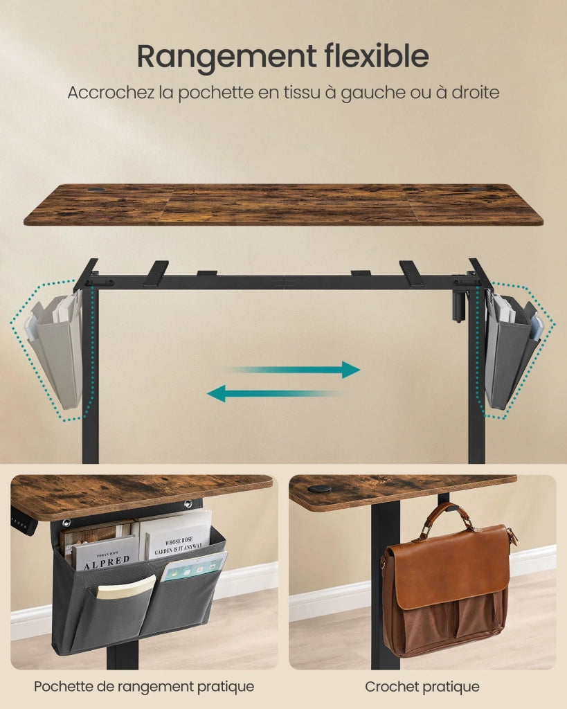 Scrivania elettrica regolabile in altezza 60 x 120 x (72-120) cm 4 posizioni di memoria dell'altezza custodia per scrivania 12_0004582