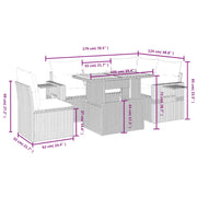 Set Divano da Giardino 6 pz con Cuscini Beige in Polyrattan
