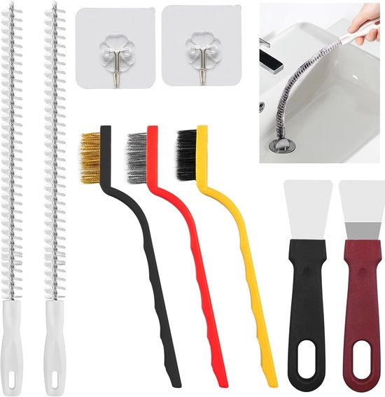 Set di spazzole per pulizia di canali fognari 9 in 1 - multiversatile - accessori di pulizia