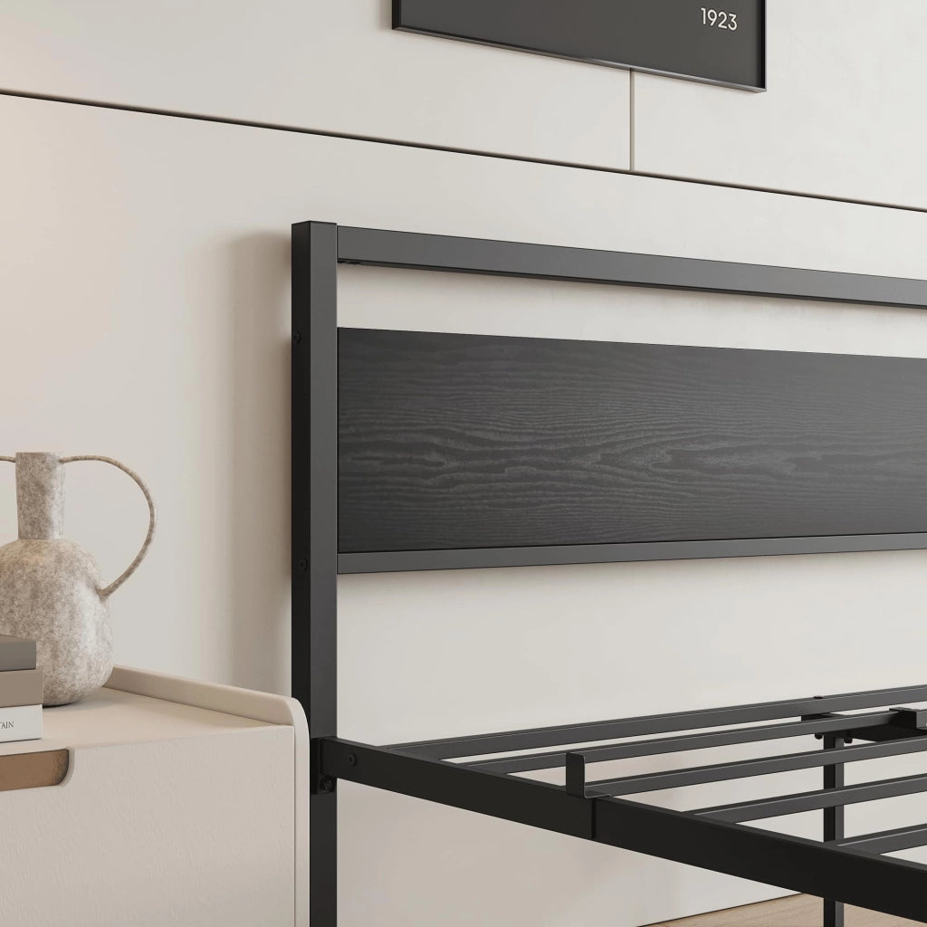 LETTO 140x200 cm con contenitore in MDF e metallo nero