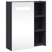 Mobiletto da bagno a parete con illuminazione a LED 45 x 13 x 52 cm pratico contenitore stile pulito legno grigio 02_0047266