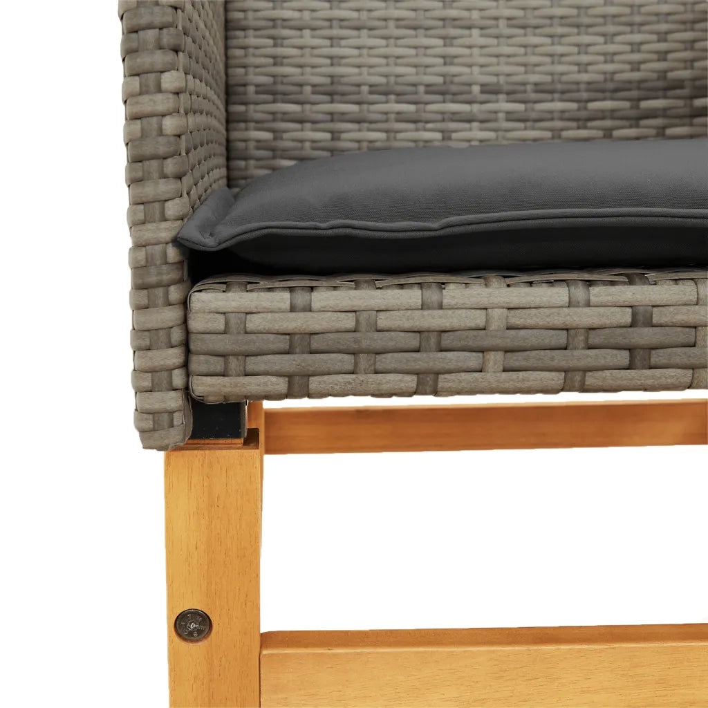 Sedie Giardino con Cuscini 2 pz | Sedie da Esterno Grigie Polyrattan Legno Massello