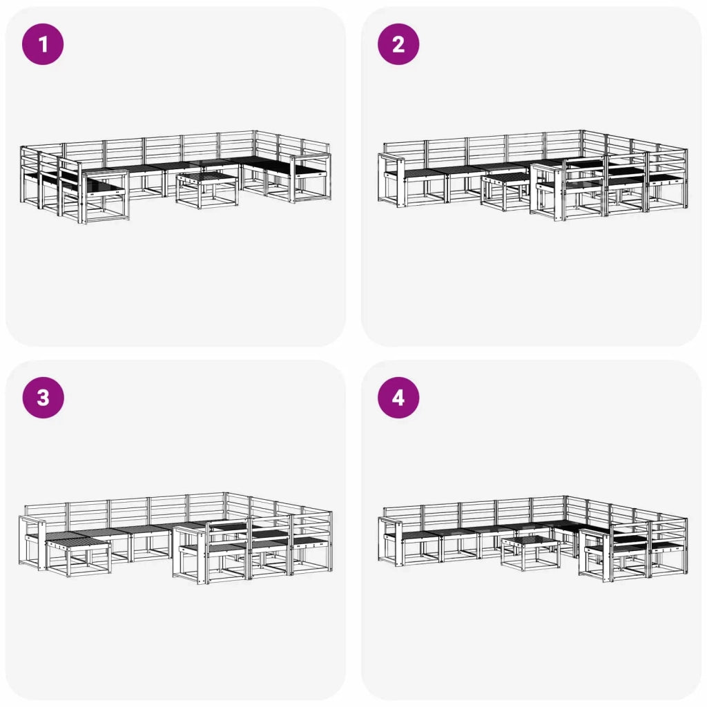 Set di divani da esterno 11 pcs Bianco Legno di Acacia Massello 3388328
