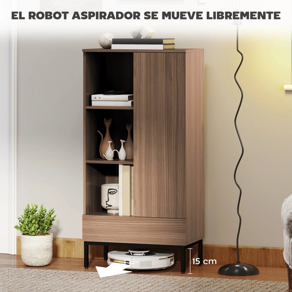 Cassettiera per Soggiorno Moderno con Ante e Ripiani ¨C Zephmum ¨C 60x34x121 cm Legno Naturale