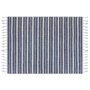 Tappeto blu 140 x 200 cm per soggiorno e camera da letto con frange a righe
