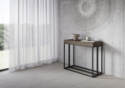 Consolle Allungabile 90-196x40x77 cm Epoca Small Tortora Telaio Antracite