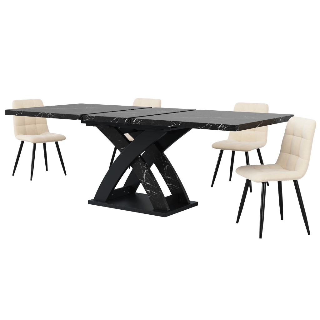Tavolo da Pranzo Allungabile in Legno ¨C Xylo ¨C Nero, 120-160 cm, 6 Persone