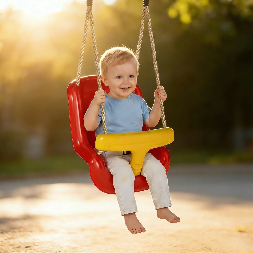 Altalena per bambini con corda regolabile ¨C zephmum ¨C Rosso