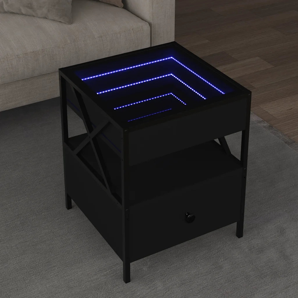 Tavolino da salotto | Tavolino da caff¨¨ | Tavolino da Soggiorno con LED Infinity Nero 40x40x51 cm