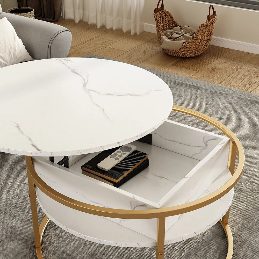 Vicco tavolino soggiorno Bianco/Oro 77 x 77 cm