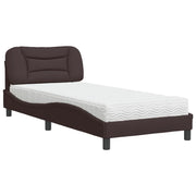 Letto singolo | Letto per adulti | Letto con Materasso Hvar Marrone Scuro 80x200 cm in Tessuto