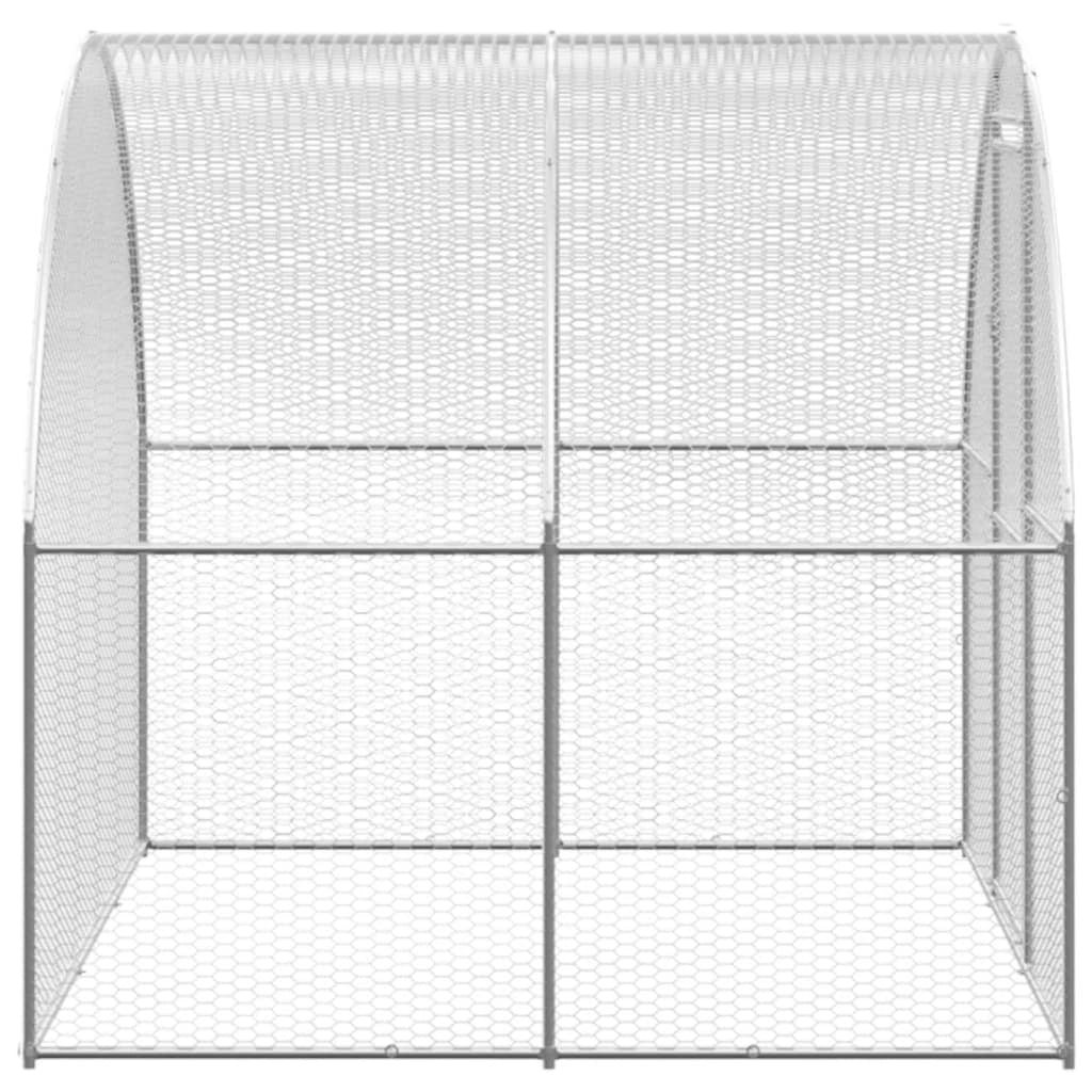Pollaio/recinto/gabbia per polli da esterno 3 x 16 x 2 m acciaio zincato argento 02_0044003