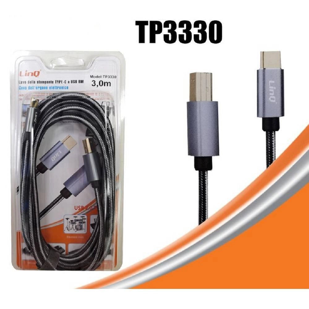 Trade Shop - Cavo Stampante Da Type-c A Usb Bm Per Organo Elettronico Computer 3 Mt Tpc3330 -
