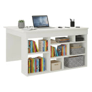 Scrivania Altin, Scrittoio multiuso, Tavolo per ufficio porta PC, Piano di lavoro, 129x120h72 cm, Bianco