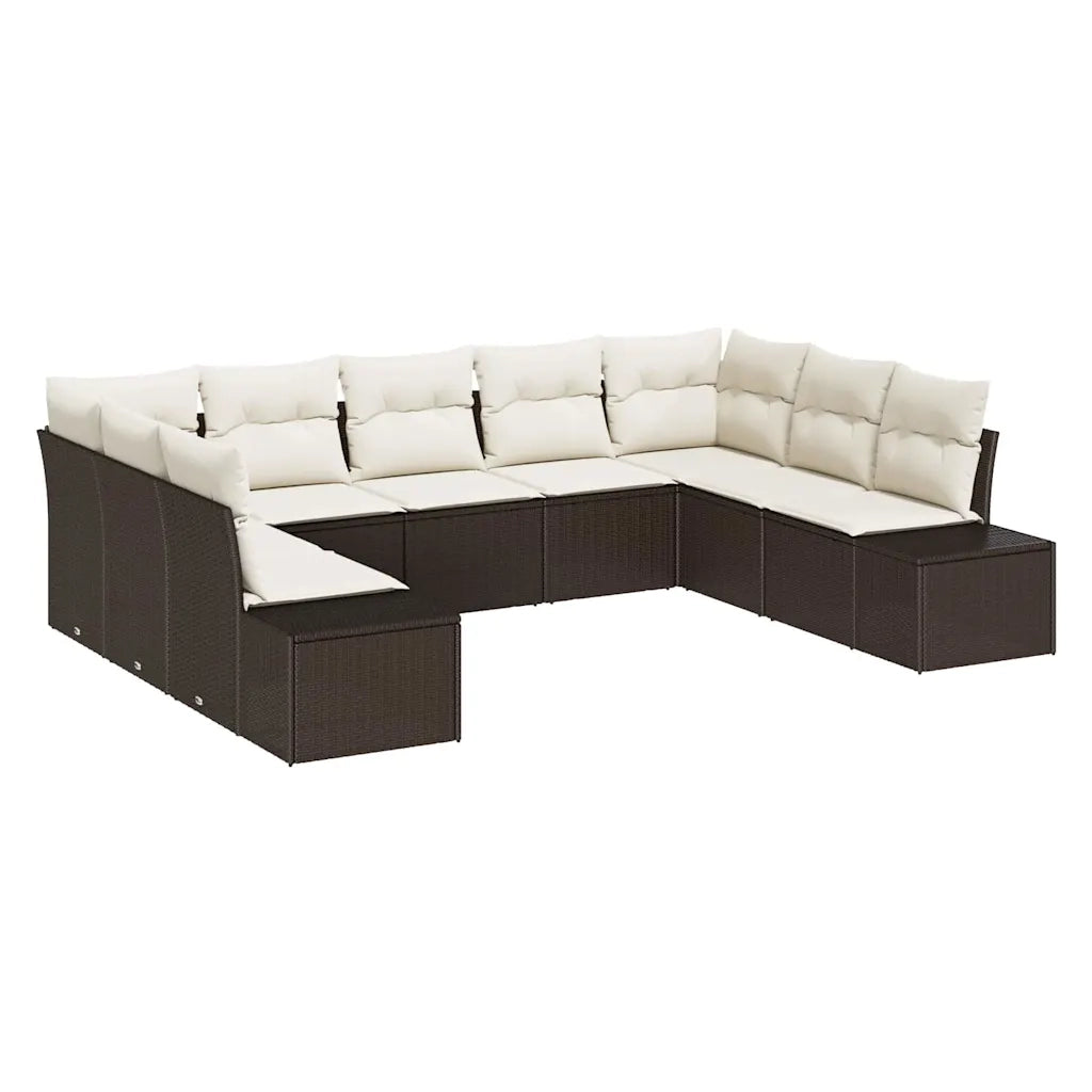 Set Divano da Giardino con cuscino 9 pcs Marrone polyrattan 3347218