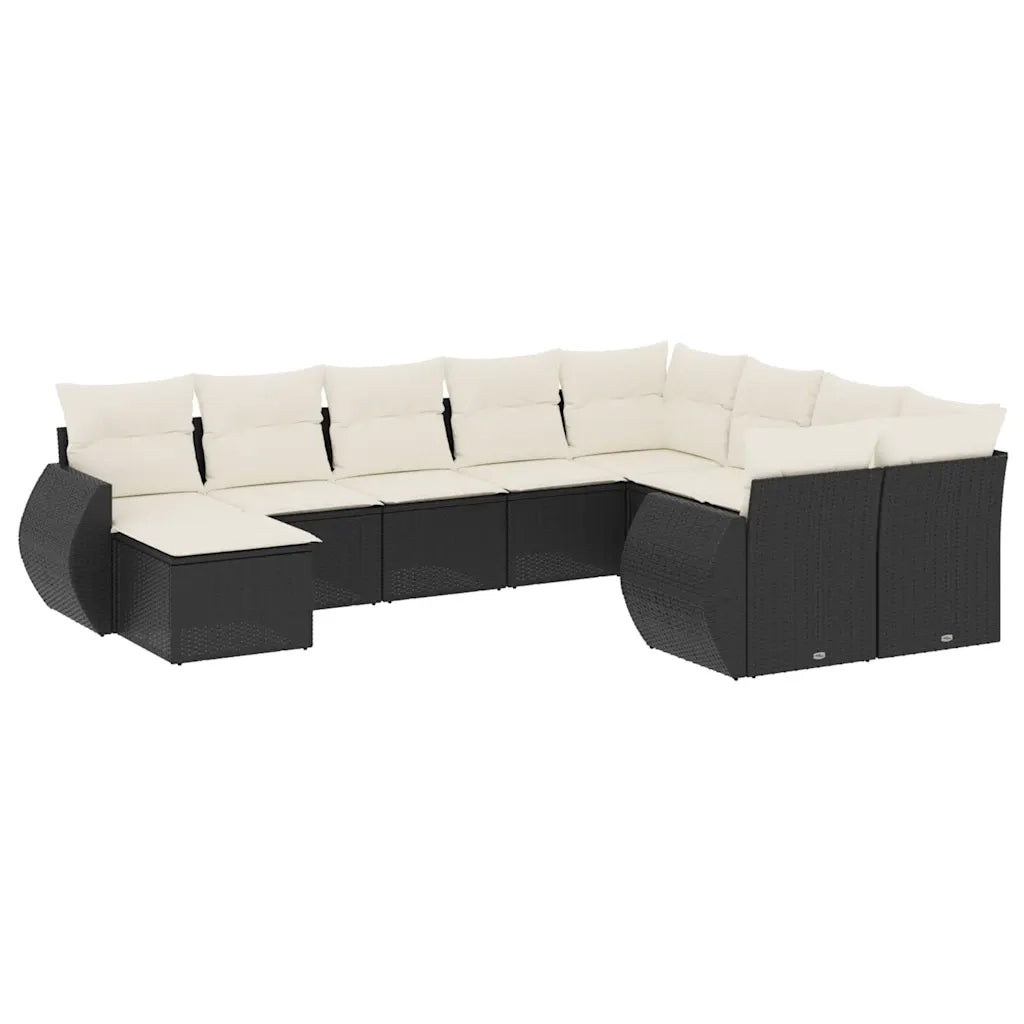 Set Divani da Giardino 10pz con Cuscini in Polyrattan Nerocod mxl 90170