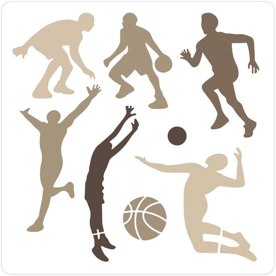 Basketballer Stencil per Dipintura - 30x30cm - Riciclabile - Decorazione Creativa - Adatto per Parete e Mobili - Progetti DIY