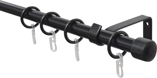 Set di tende a rullo 130-240 cm – Insieme Completo con Supporti, Anelli e Ganci in Nero