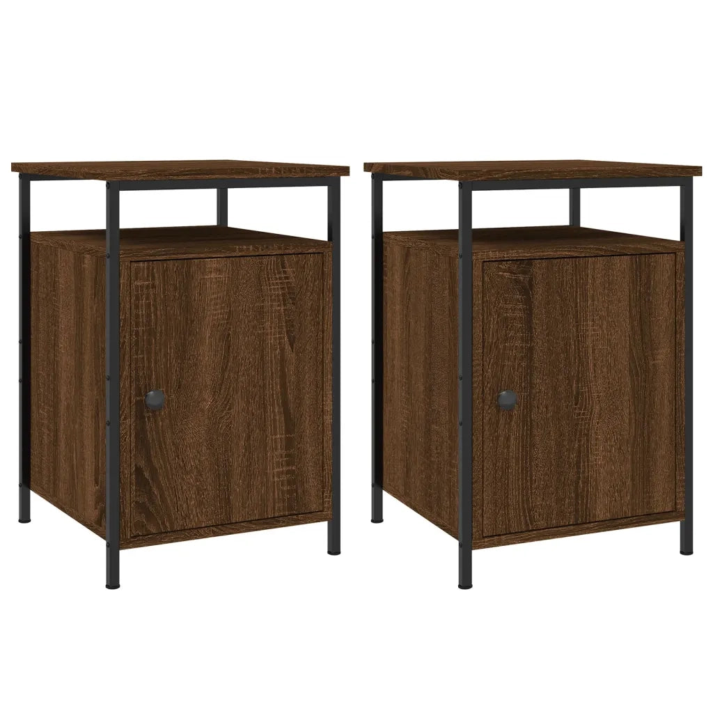 Comodini Rovere Marrone 2 pz 40x42x60 cm Legno Multistrato 825872