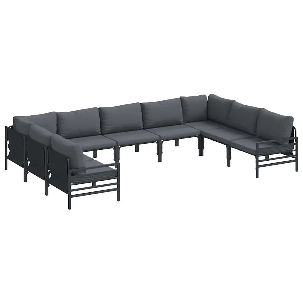 Set Divano da Giardino con cuscino 9 pcs Nero Acciaio 3379014